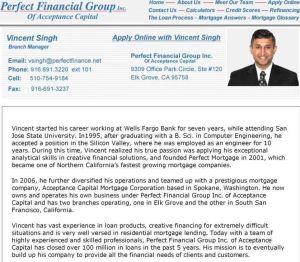 Vincent Singh Bio Perfect Financial Group Inc 2